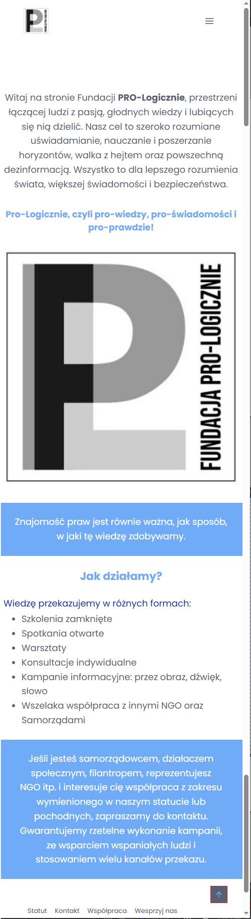 Strona PRO-Logiczni mobilna