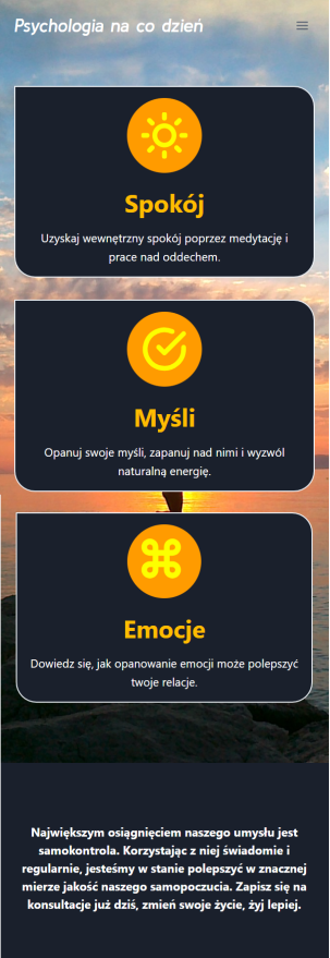 Strona www widok wersji mobilnej projekt
