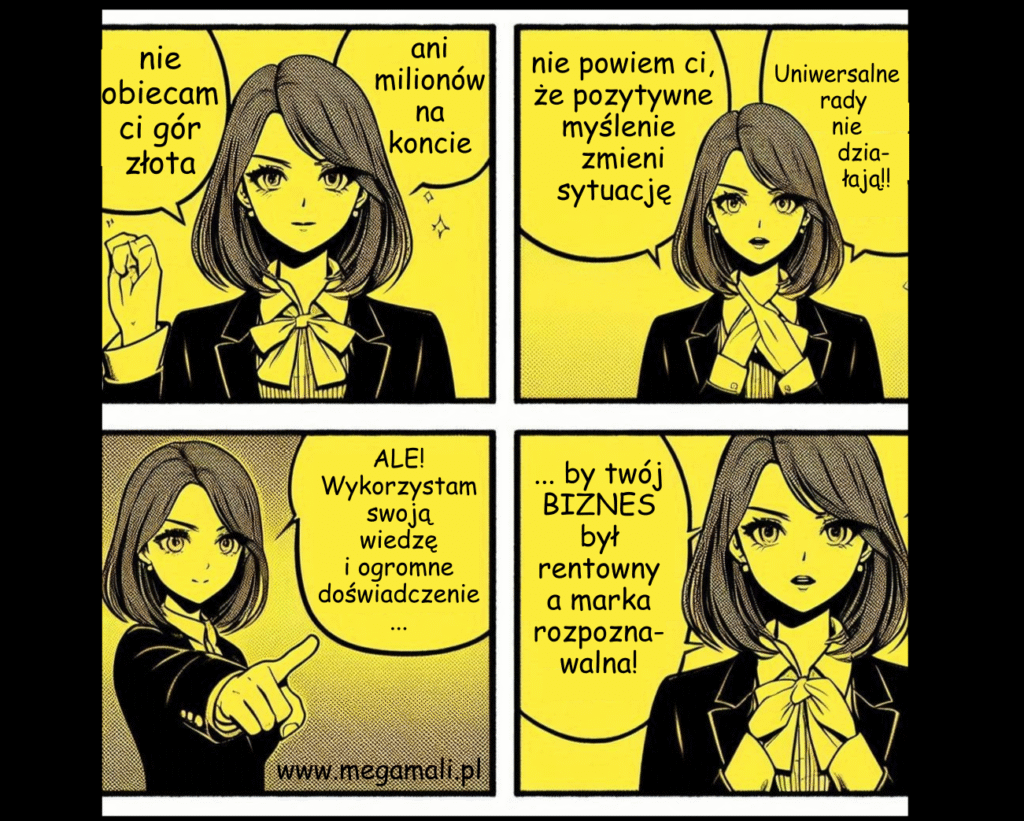 Komiks prezentujący usługi dla biznesu