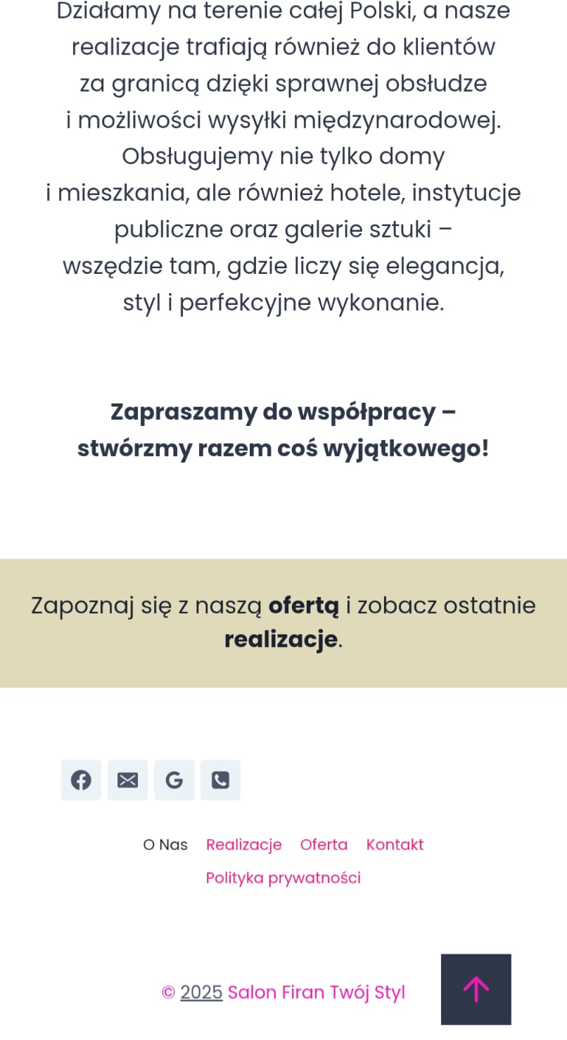 Strona www.firany-twojstyl.pl wersja na smartphone