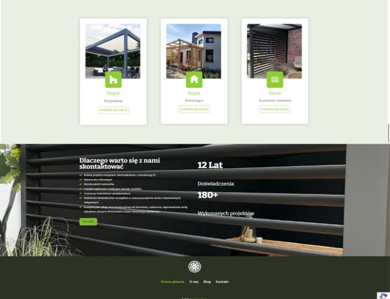 Zrzut widoku strony www.pracowniaperuna.pl