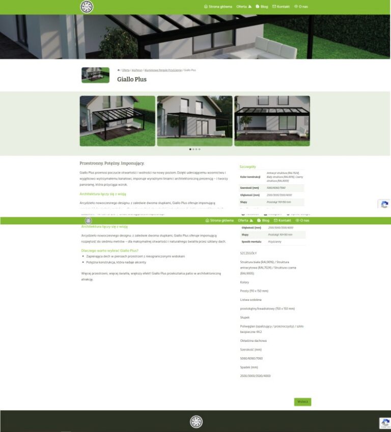 Zrzut widoku strony www.pracowniaperuna.pl