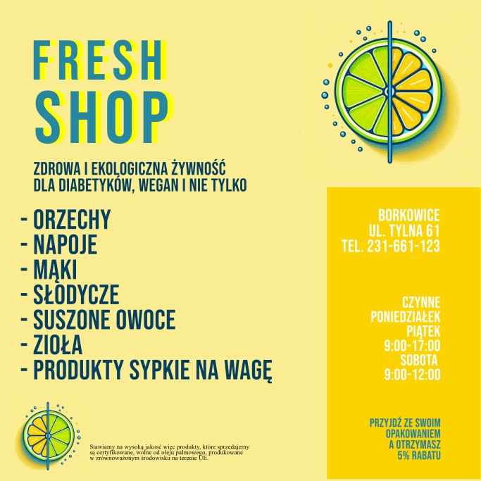 ulotka sklepu ze zdrową żywnością
