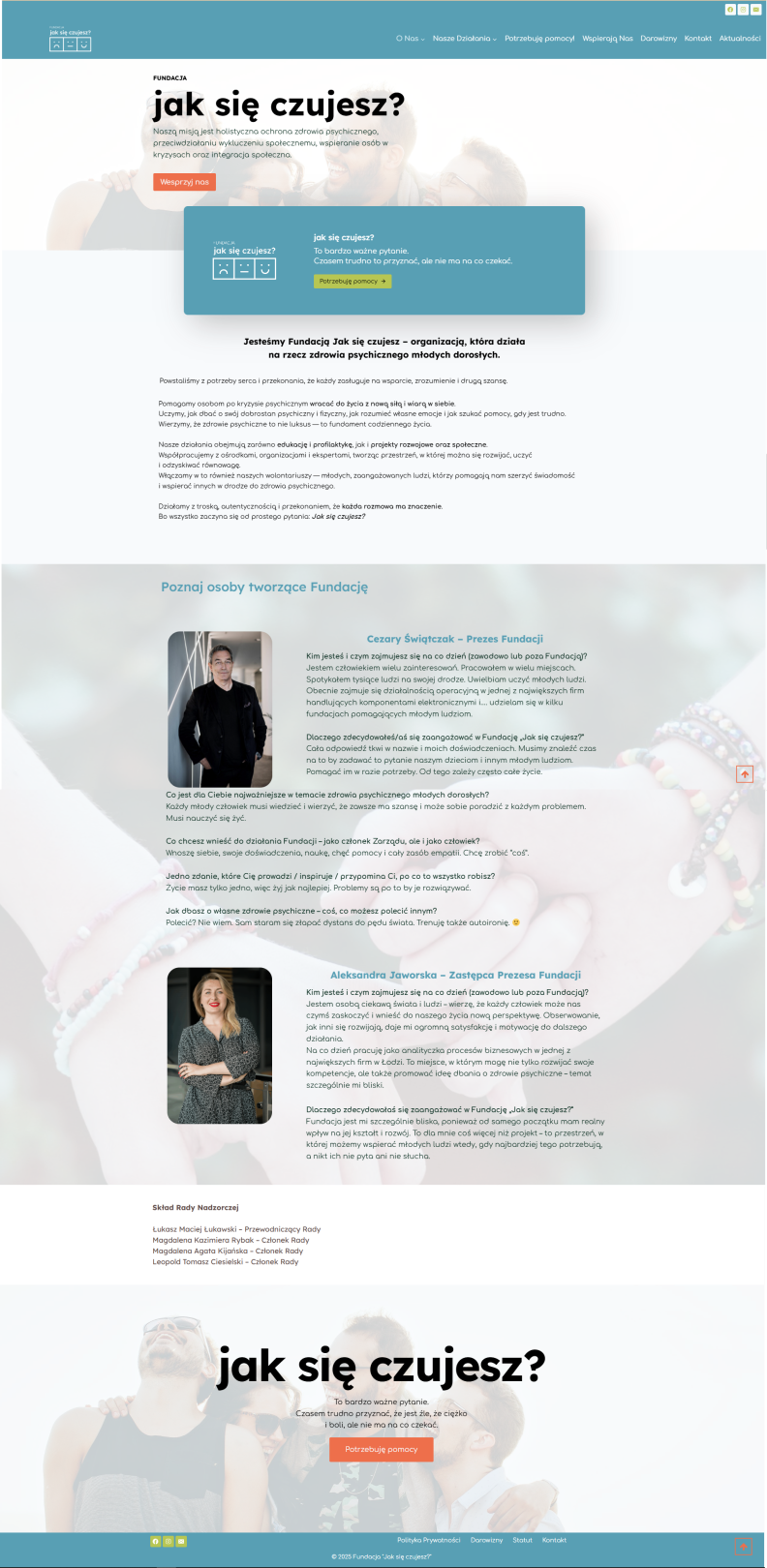 Fundacja Jak się czujesz strona startowa